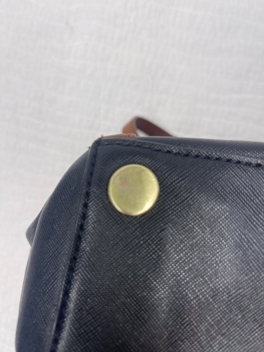Fossil 1954 Black Brown Leather-Trimmed Classic Tote Bag Crossbody Strap - Picture 8 of 16